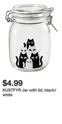 IKEA KUSTFYR Jar with lid, black/white offer
