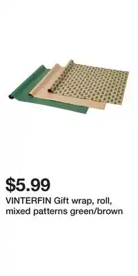IKEA VINTERFIN Gift wrap, roll, mixed patterns green/brown offer
