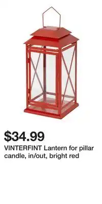 IKEA VINTERFINT Lantern for pillar candle, in/out, bright red offer