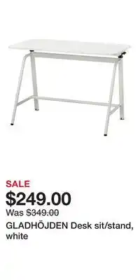 IKEA GLADHÖJDEN Desk sit/stand, white offer