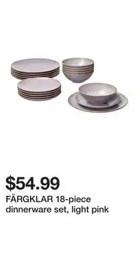 IKEA FÄRGKLAR 18-piece dinnerware set, light pink offer