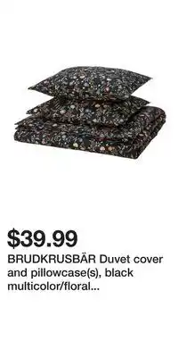 IKEA BRUDKRUSBÄR Duvet cover and pillowcase(s), black multicolor/floral pattern offer