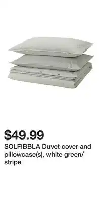 IKEA SOLFIBBLA Duvet cover and pillowcase(s), white green/stripe offer