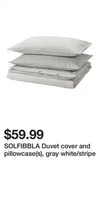 IKEA SOLFIBBLA Duvet cover and pillowcase(s), gray white/stripe offer