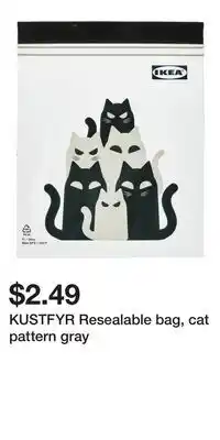 IKEA KUSTFYR Resealable bag, cat pattern gray offer