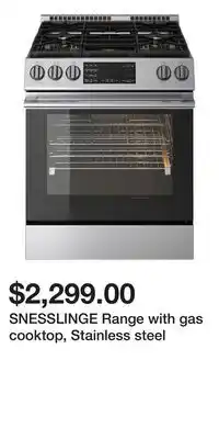 IKEA SNESSLINGE Range with gas cooktop, Stainless steel offer