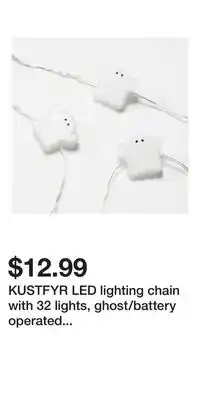 IKEA KUSTFYR LED lighting chain with 32 lights, ghost/battery operated indoor offer