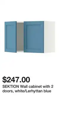 IKEA SEKTION Wall cabinet with 2 doors, white/Lerhyttan blue offer