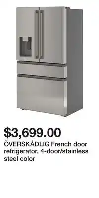 IKEA ÖVERSKÅDLIG French door refrigerator, 4-door/stainless steel color offer