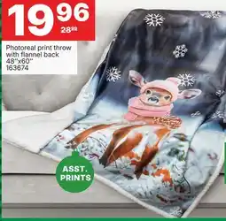 Rossy Photoreal print throw with flannel back offer