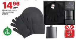 Rossy Men's flask, hat & gloves gift set offer