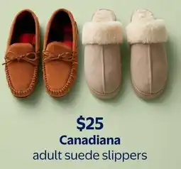 Walmart Canadiana adult suede slippers offer