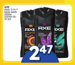 Rossy AXE Asst. 3-in-1 body wash 250ml offer