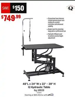 Ren’s Pets Depot 48L x 24 W x 22 - 39 H Q Hydraulic Table offer