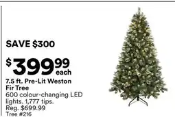 Michaels 7.5 ft. Pre-Lit Weston Fir Tree offer