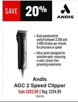 Ren’s Pets Depot Andis AGC 2 Speed Clipper offer