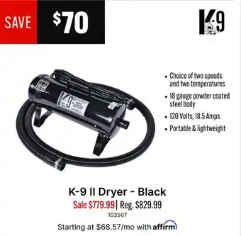 Ren’s Pets Depot K-9 II Dryer-Black offer