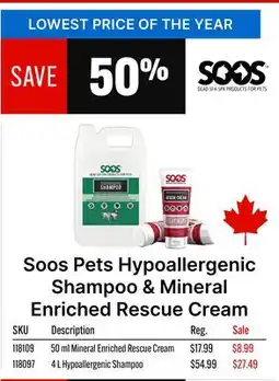 Ren’s Pets Depot Soos Pets Hypoallergenic Shampoo & Mineral Enriched Rescue Cream offer