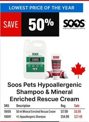 Ren’s Pets Depot Soos Pets Hypoallergenic Shampoo & Mineral Enriched Rescue Cream offer