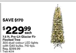 Michaels 7.5 ft. Pre-Lit Glacier Fir Flocked Tree offer