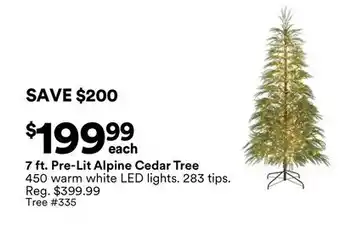 Michaels 7 ft. Pre-Lit Alpine Cedar Tree offer