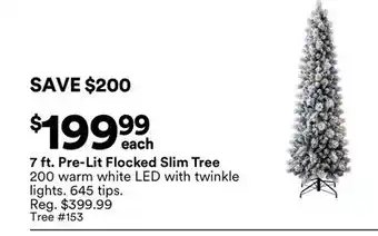 Michaels 7 ft. Pre-Lit Flocked Slim Tree offer