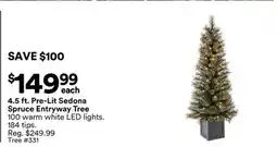 Michaels 4.5 ft. Pre-Lit Sedona Spruce entryway Tree offer