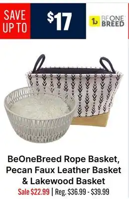 Ren’s Pets Depot BeOneBreed Rope Basket, Pecan Faux Leather Basket & Lakewood Basket offer