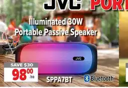 2001 Audio Video SPPA7BT JVC Illuminated 30W Portable Passive Speaker offer