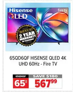 2001 Audio Video 65QD6QF HISENSE 65 QLED 4K UHD 60Hz - Fire TV offer