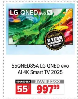 2001 Audio Video 55QNED85A LG QNED evo AI 4K Smart TV 2025 offer