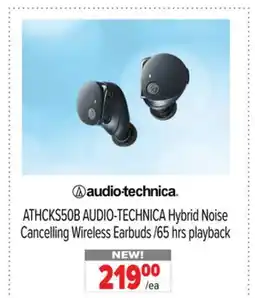 2001 Audio Video ATHCKS50B AUDIO-TECHNICA Hybrid Noise Cancelling Wireless Earbuds /65 hrs playback offer