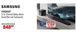 2001 Audio Video HWQ800F SAMSUNG 5.1.2. Channel Dolby Atmos Sound Bar with Subwoofer offer