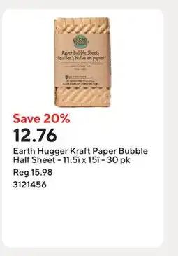 Staples Earth Hugger Kraft Paper Bubble Half Sheet - 11.5î x 15î - 30 pk offer