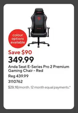 Staples Anda Seat E-Series Pro 2 Premium Gaming Chair - Red offer