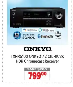 2001 Audio Video TXNR5100 ONKYO 7.2 Ch. 4K/8K HDR Chromecast Receiver offer