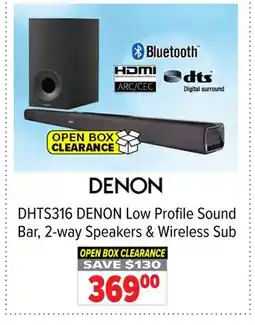 2001 Audio Video DHTS316 DENON Low Profile Sound Bar, 2-way Speakers & Wireless Sub offer