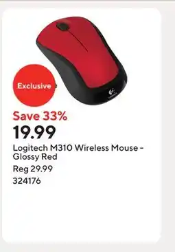 Staples Logitech M310 Wireless Mouse - Glossy Red offer