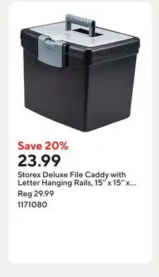 Staples Storex Deluxe File Caddy with Letter Hanging Rails, 15 x 15 x 40, Black offer