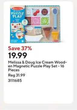 Staples Melissa & Doug Ice Cream Wooden Magnetic Puzzle Play Set - 16 Pieces offer