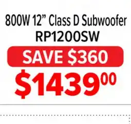 2001 Audio Video RP1200SW Klipsch 800W 12 Class D Subwoofer offer