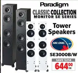 2001 Audio Video SE3000B/W Paradigm Tower Speakers offer