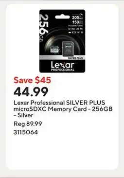 Staples Lexar Professional SILVER PLUS microSDXC Memory Card - 256GB - Silver offer