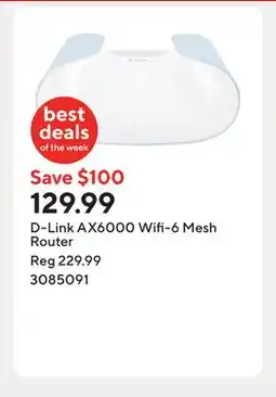 Staples D-Link AX6000 Wifi-6 Mesh Router offer