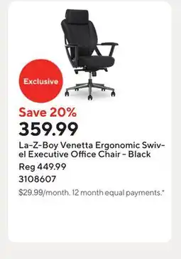 Staples La-Z-Boy Venetta Ergonomic Swivel Executive Office Chair - Black offer