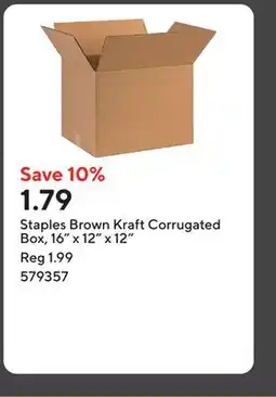 Staples Staples Brown Kraft Corrugated Box, 16 x 12 x 12 offer