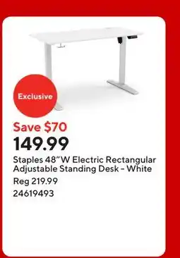 Staples Staples 48W Electric Rectangular Adjustable Standing Desk - White offer