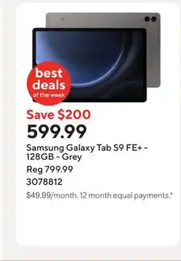 Staples Samsung Galaxy Tab S9 FE+ - 128GB - Grey offer
