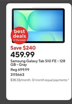 Staples Samsung Galaxy Tab S10 FE - 128 GB - Gray offer