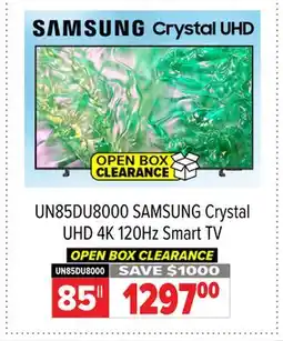 2001 Audio Video UN85DU8000 SAMSUNG 85 Crystal UHD 4K 120Hz Smart TV offer